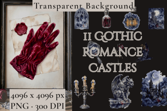 Dark Romantasy Gothic Castle PNG: Moody Design Assets