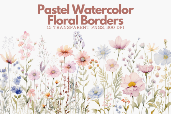 Elegant Pastel Watercolor Floral Borders for Design