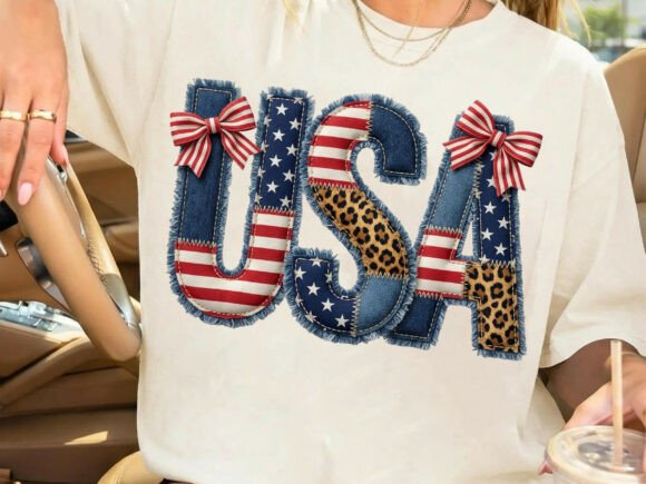 Elevate Your Designs with 4th of July Faux Patchwork USA Png