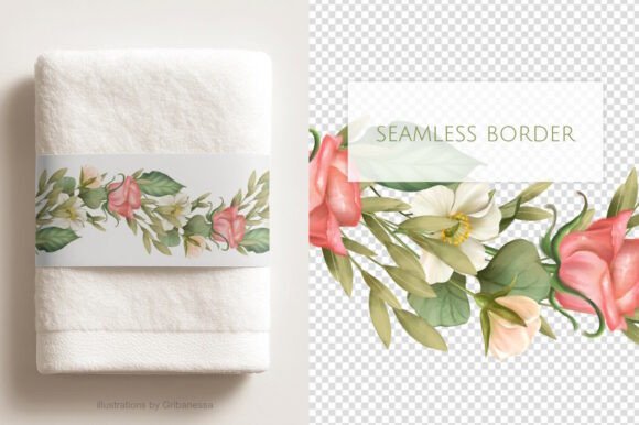 Elevate Your Designs with a Rose Floral Seamless Border PNG