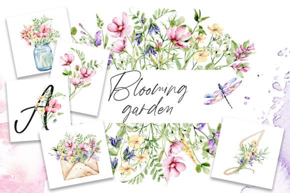 Flower Garden, Watercolor Clipart: A Designer's Botanical Toolkit