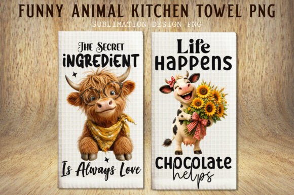 Funny Animal Kitchen Towel PNG: Creative Design Asset