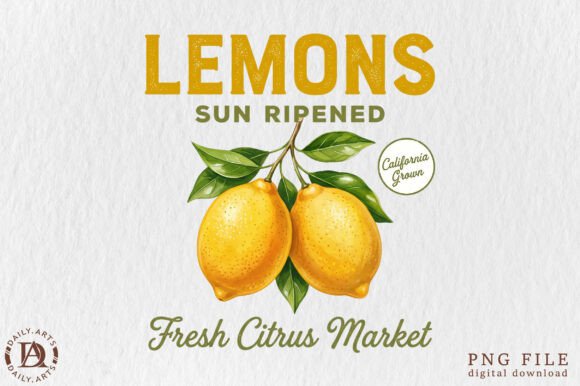 Retro Lemon Vintage Summer Fruit PNG: Fresh Design Elements