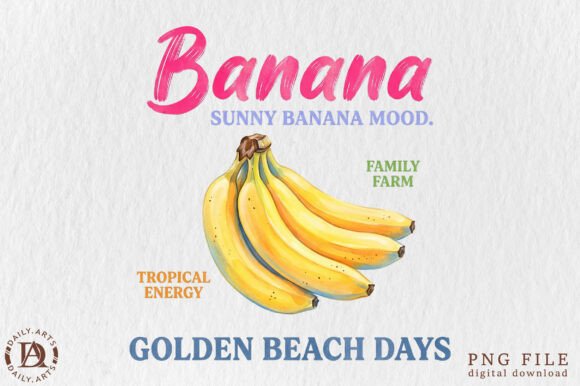 Retro Summer Banana Tropical Fruit PNG: A Design Asset