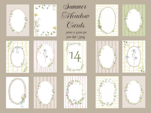 Summer Meadow Cards: Elegant Watercolor Florals for Design