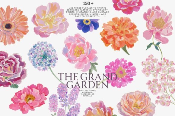 Watercolor Floral Clipart Bundle for Design Projects