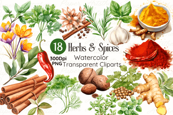 Watercolor Herbs and Spices Clipart: Elevate Your Creative Projects
