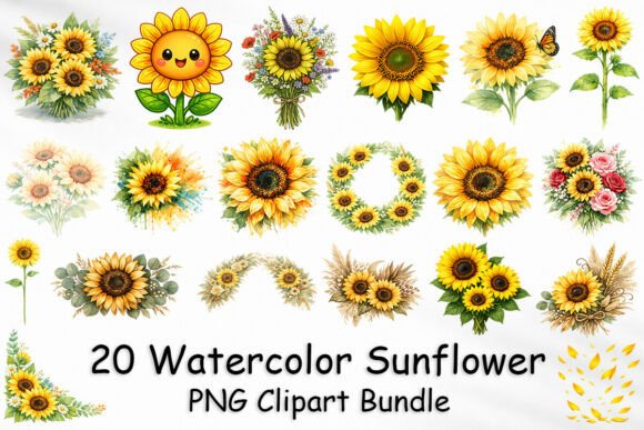Watercolor Sunflower Clipart Bundle: A Designer's Floral Toolkit