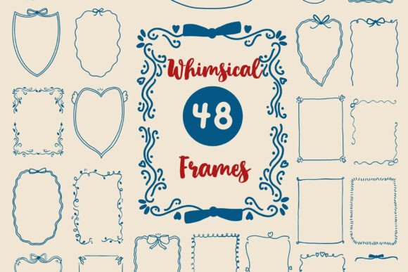 Whimsical Frames Coquette Line Art: Elegant Design Elements
