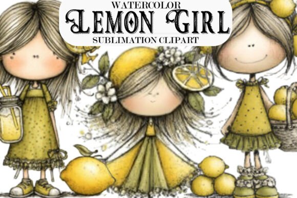 Whimsical Lemon Girl PNG: A Fresh Design Asset
