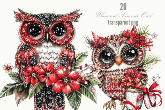 Whimsical Summer Owl Clipart: A Designer's Delight